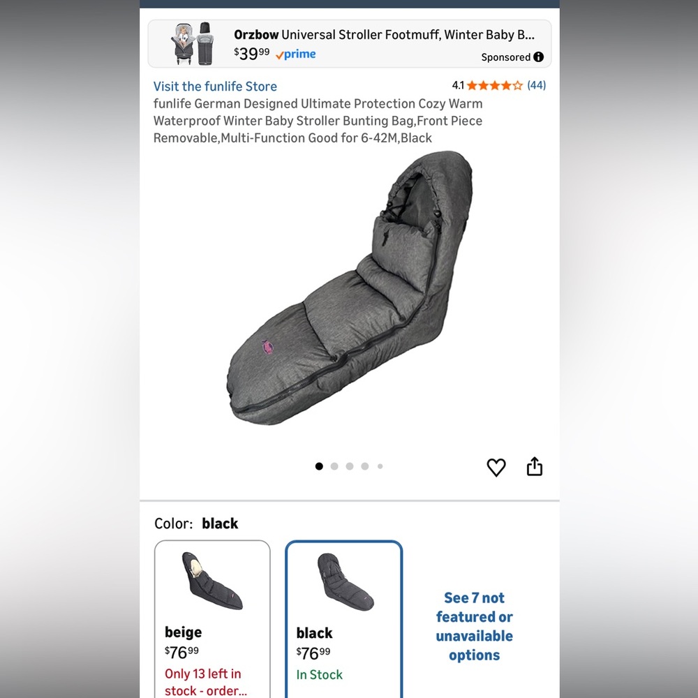 Black Universal Stroller Footmuff